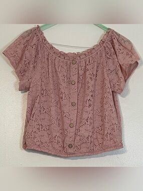 Fairy Pink Lace Blouse with inner lining and front buttons Size L